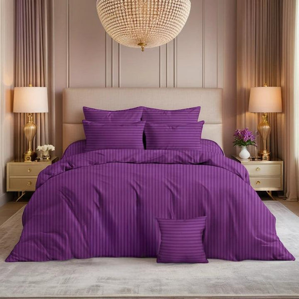 SATIN STRIPE DUVET COVERS SET 7 PCS